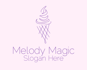 Purple Ice Cream Outline Logo