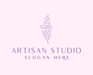 Purple Ice Cream Outline logo design