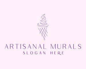 Purple Ice Cream Outline logo design