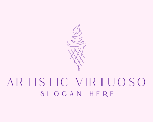 Purple Ice Cream Outline logo design