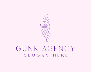 Purple Ice Cream Outline logo design