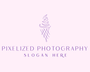 Purple Ice Cream Outline logo design