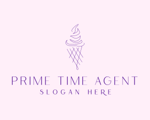 Purple Ice Cream Outline logo design