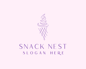 Purple Ice Cream Outline logo design