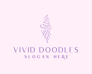 Purple Ice Cream Outline logo design