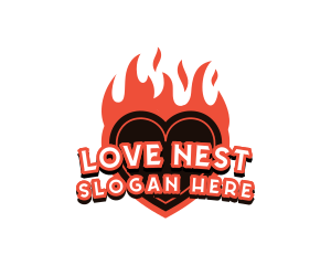 Fire Heart Love logo design