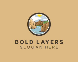 Rustic Mountain River logo design