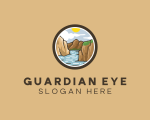 Rustic Mountain River logo design