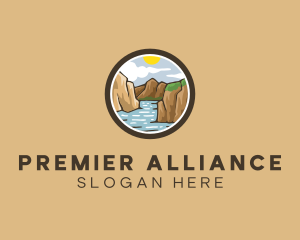 Rustic Mountain River logo design