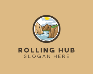 Rustic Mountain River logo design