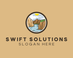 Rustic Mountain River logo design