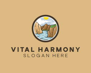 Rustic Mountain River logo design