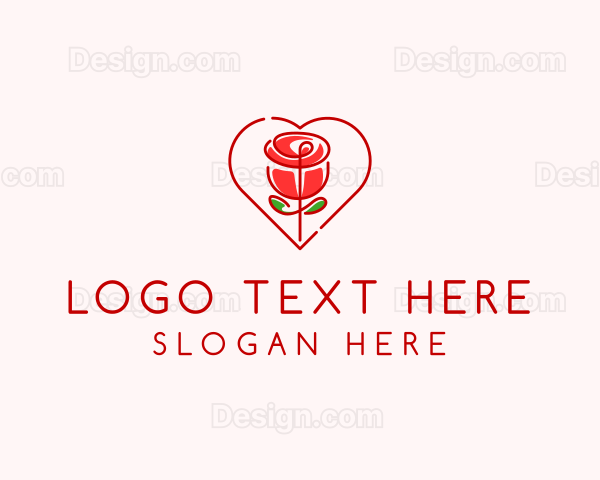 Rose Heart Flower Logo