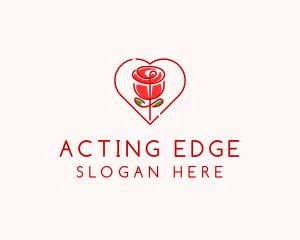 Rose Heart Flower  logo design