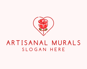 Rose Heart Flower  logo design