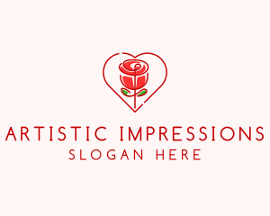 Rose Heart Flower  logo design