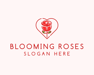 Rose Heart Flower  logo design