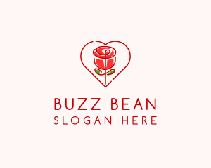 Rose Heart Flower  logo design