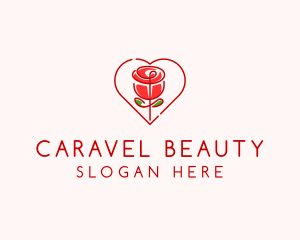 Rose Heart Flower  logo design