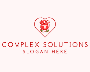 Rose Heart Flower  logo design