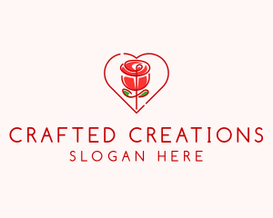 Rose Heart Flower  logo design