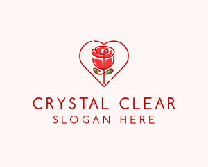 Rose Heart Flower  logo design