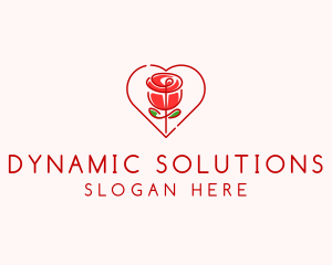 Rose Heart Flower  logo design