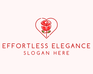 Rose Heart Flower  logo design