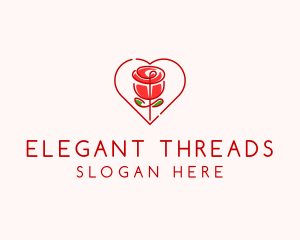 Rose Heart Flower  logo design