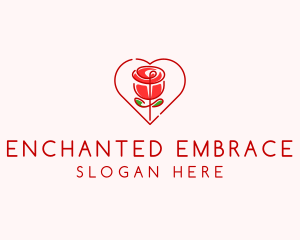 Rose Heart Flower  logo design