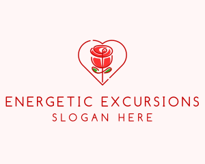 Rose Heart Flower  logo design