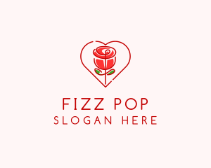 Rose Heart Flower  logo design