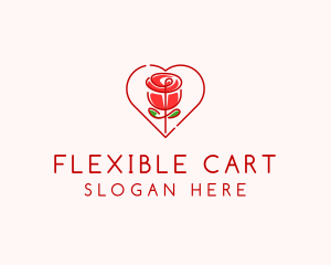 Rose Heart Flower  logo design