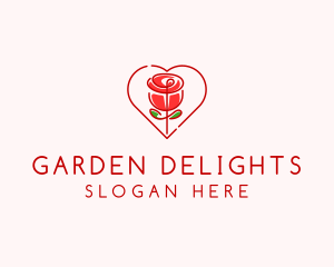 Rose Heart Flower  logo design