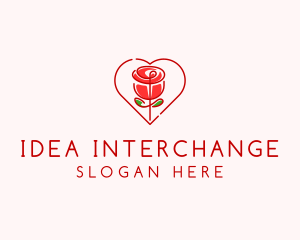 Rose Heart Flower  logo design