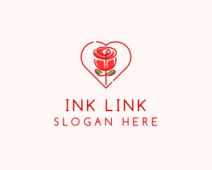 Rose Heart Flower  logo design