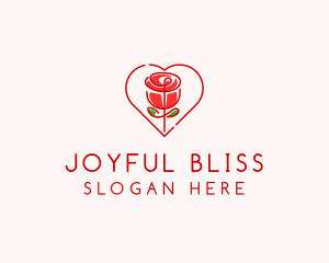 Rose Heart Flower  logo design