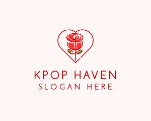 Rose Heart Flower  logo design