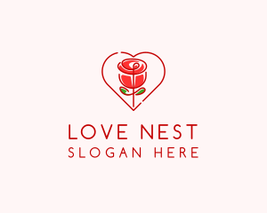 Rose Heart Flower  logo design