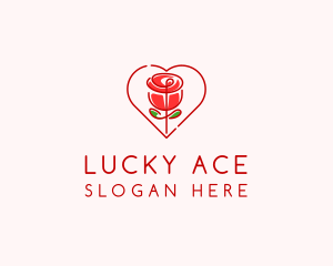 Rose Heart Flower  logo design