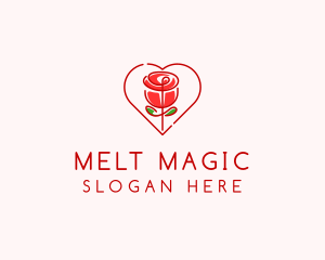 Rose Heart Flower  logo design