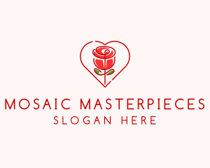 Rose Heart Flower  logo design