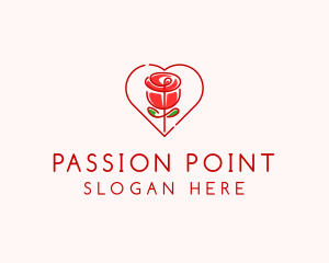 Rose Heart Flower  logo design