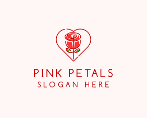 Rose Heart Flower  logo design