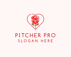 Rose Heart Flower  logo design