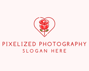 Rose Heart Flower  logo design