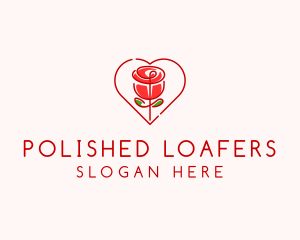 Rose Heart Flower  logo design