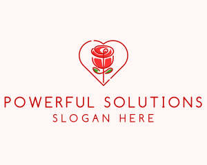 Rose Heart Flower  logo design