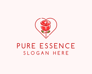 Rose Heart Flower  logo design