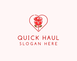 Rose Heart Flower  logo design